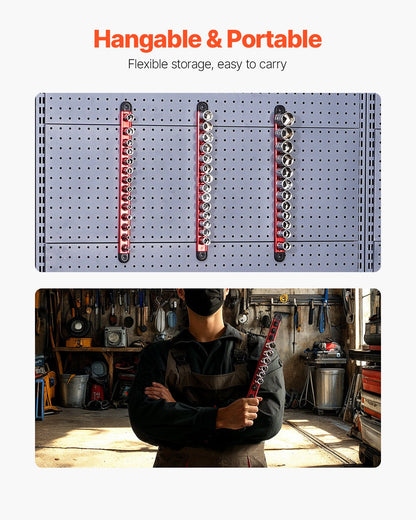Socket Organizer Rail Set 3ST Aluminium Socket Organizers med 40 clips