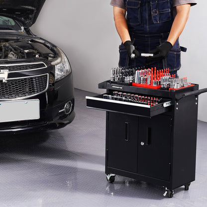 Socket Organizer Set, 8PCS High-Rod Socket Holder, 1/4'', 3/8'' & 1/2'' Metric SAE Socket Trays with Clear Labels, Hold up to 176PCS Standard & Deep Sockets, Black & Red (Socket Not Included)