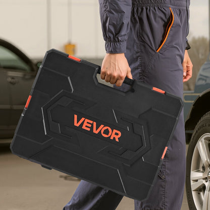 Socket Set, 163 Pieces, 3/8 & 1/4 & 1/2 inch Drive Socket Tool Set, SAE and Metric, Deep and Standard, Mechanic Tool Kit with Storage Case, Chrome Plated CR-V Alloy Steel, for Automotive Repair