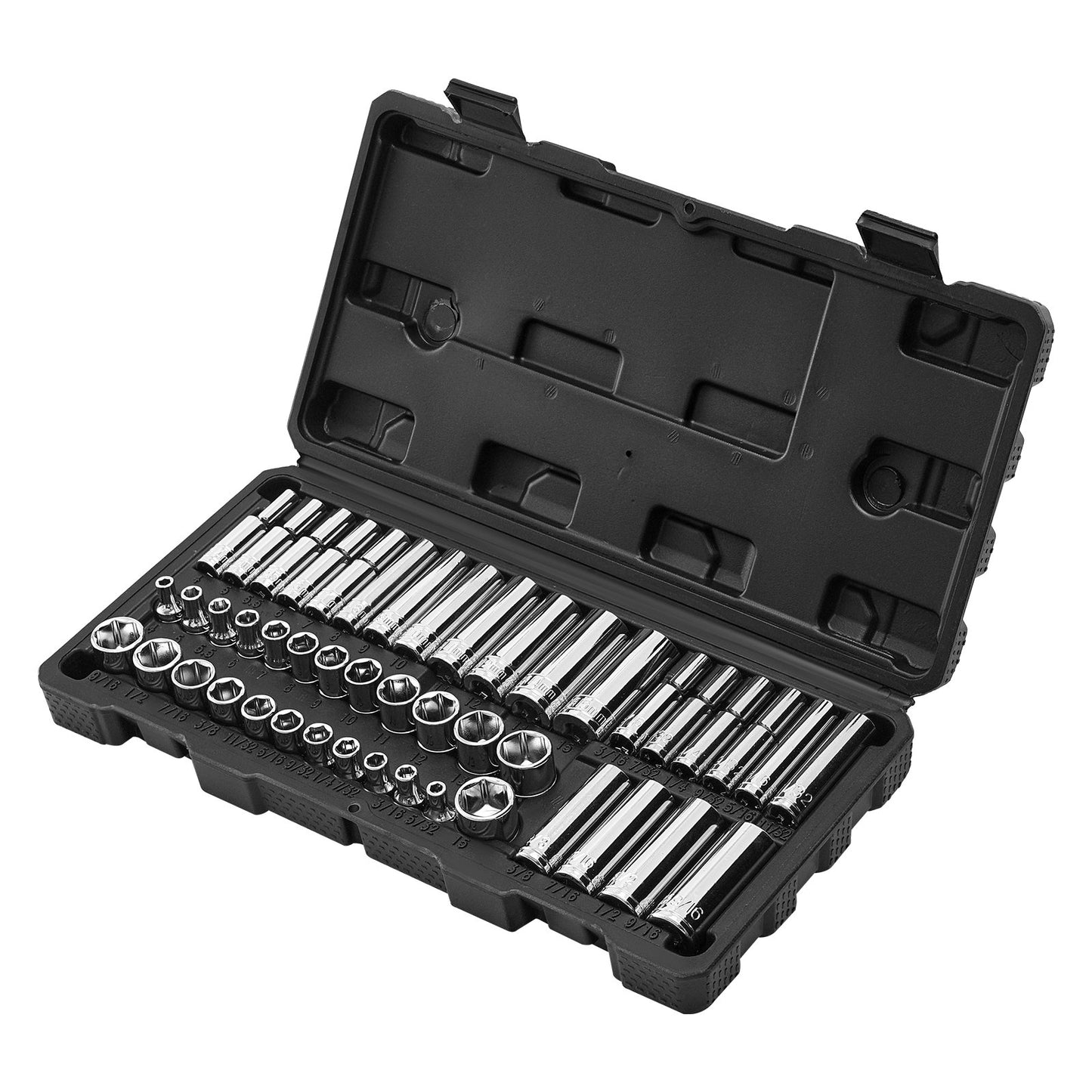Socket Set, 46 Pieces, 1/4 inch Drive Socket Tool Set, SAE and Metric Size, Deep and Standard, Mechanic Tool Kit with Storage Case, Chrome Plated CR-V Alloy Steel, for Automotive Repair