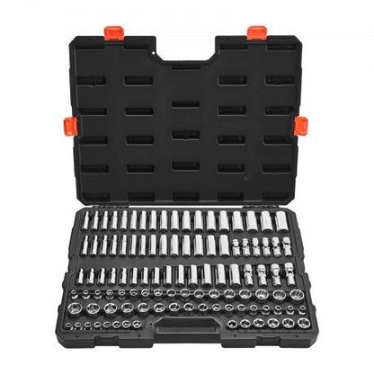 Socket Set, 104 Pieces, 3/8 inch Drive Socket Tool Set, Metric Size from 6 to 24 mm, Deep and Standard, Mechanic Tool Kit with Storage Case, Chrome Plated CR-V Alloy Steel, for Automotive Repair