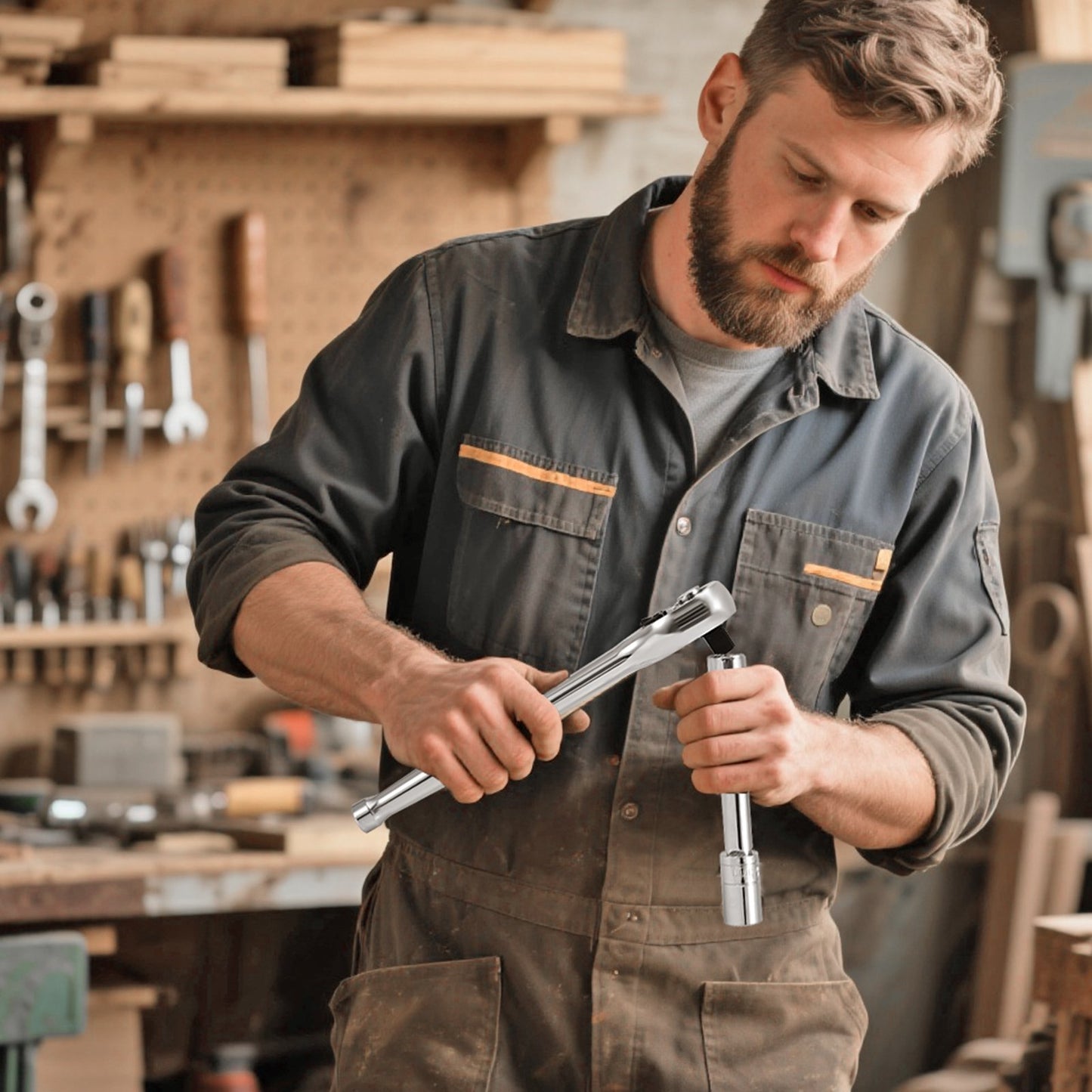 Socket Set, 149 Pieces, 3/8 & 1/4 & 1/2 inch Drive Socket and Ratchet Set, SAE and Metric, Deep and Shallow, Mechanic Tool Kit with Bits, Accessories, Storage Case, CR-V Alloy Steel, for Repair