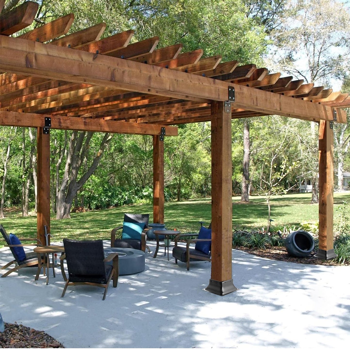 Post Base 4x4 10Pcs, Internal 3.6"x3.6" Heavy Duty Powder-Coated Steel Post Bracket Fit for Standard Wood Post Anchor, Decking Post Base for Deck Porch Handrail Railing Support