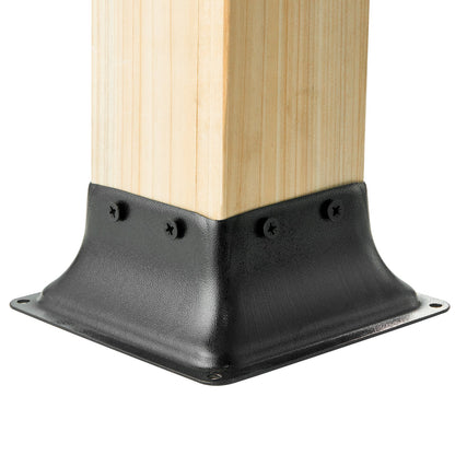 101,6 x 101,6 mm Pfostensockel, 20 Stück, innen 91 x 91 mm, robuste Pfostenhalterung aus pulverbeschichtetem Stahl. Passend für Standard-Holzpfostenanker, Terrassenpfostensockel für Terrassen-Veranda-Handlaufgeländer.