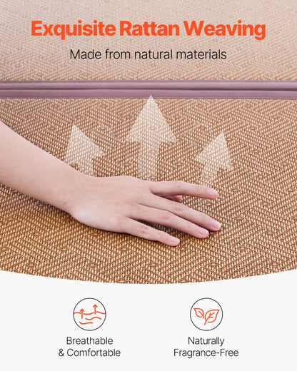 Japanese Tatami Mat, 80 x 39 in Foldable Handwoven Natural Rattan Tatami Mat, Non-Slip & Easily Cleaned Japanese Tatami Floor Mat, Summer Breathable Sleeping Mat for Meditation Yoga Relaxation