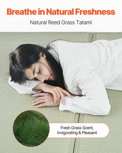 Japanese Tatami Mat, Twin Size Foldable Japanese Tatami Mattress( Natural Rush Grass), Japanese Floor Mattress with Non-Slip Backing & Fresh Scent, Futon Mattress for Sleeping Meditation Yoga