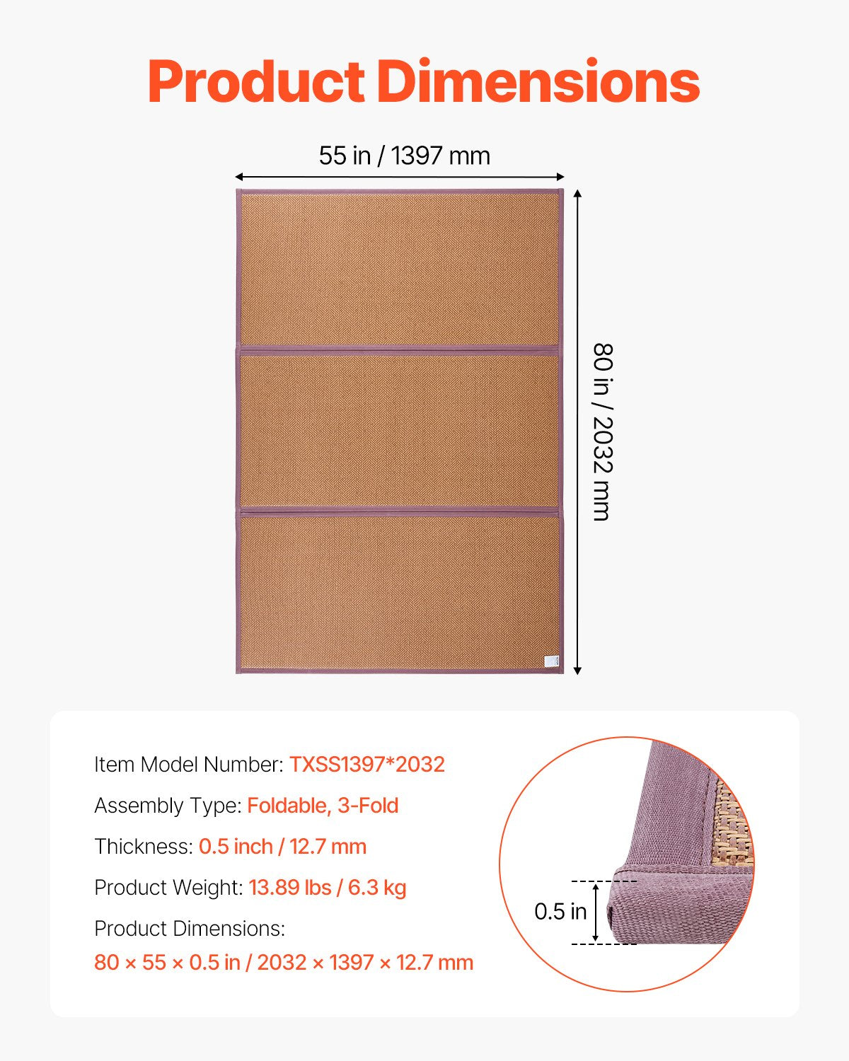 Japanese tatami mat 80 x 55 in foldable tatami mattress made of natural rattan