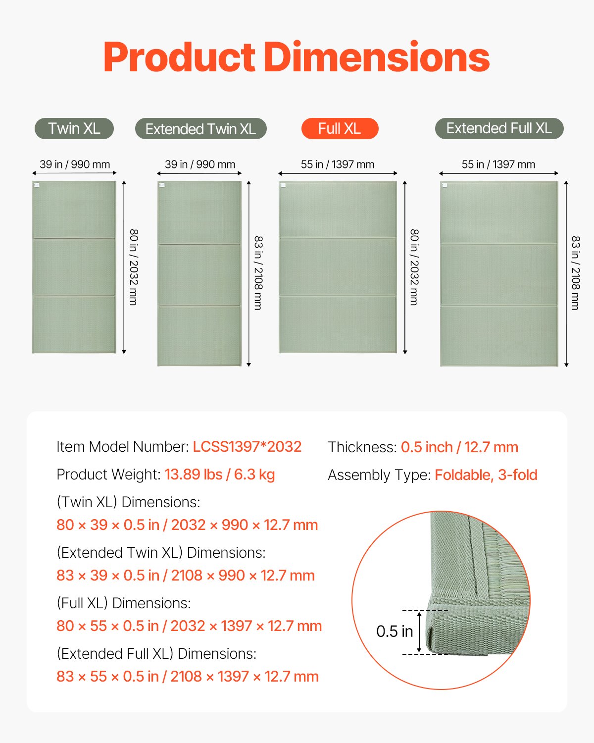 Japanese Tatami Mat Queen Foldable and Non-Slip Rush Grass Tatami Mattress