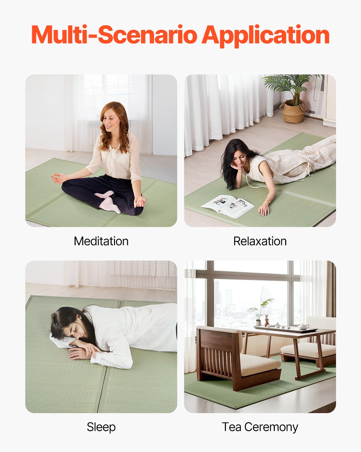 Japanese Tatami Mat Queen Foldable and Non-Slip Rush Grass Tatami Mattress