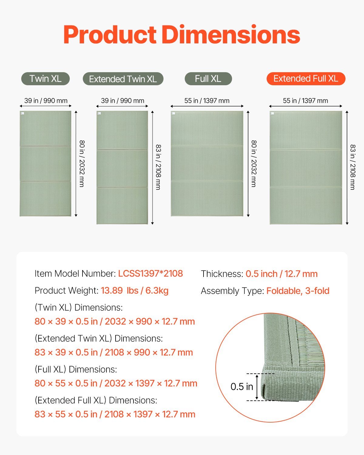 Japanese Tatami Mat King Foldable and Non-Slip Rush Grass Tatami Mattress