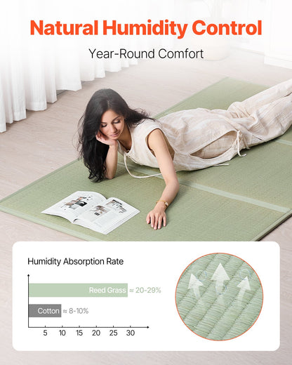 Japanese Tatami Mat King Foldable and Non-Slip Rush Grass Tatami Mattress