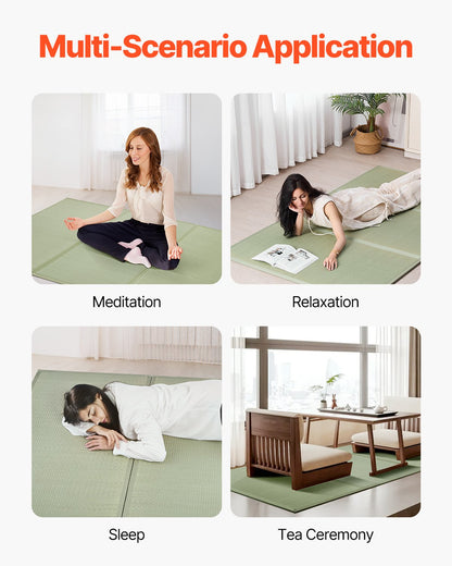 Japanese Tatami Mat King Foldable and Non-Slip Rush Grass Tatami Mattress
