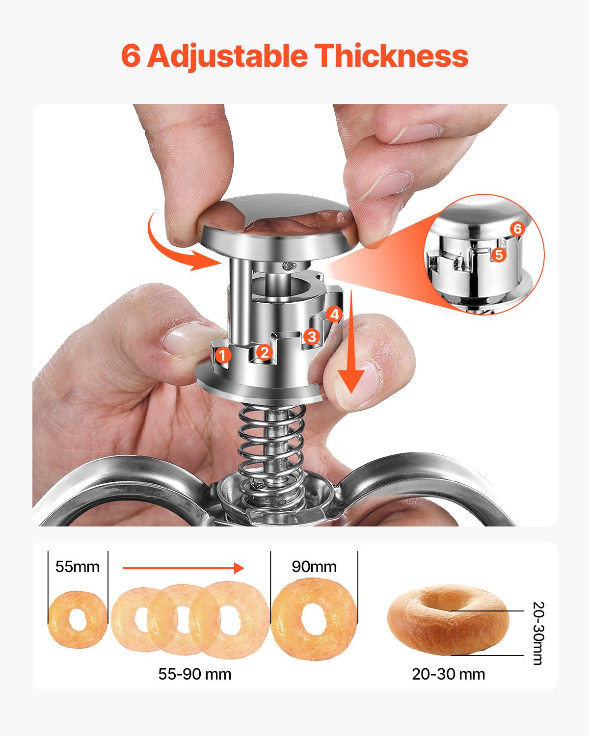 Donut Depositor, Large Capacity Manual Donuts Dropper, 304 Stainless Steel Commercial Batter Dispenser, 6 Thicknesses Adjustment Doughnut Hopper with Stand, For Restaurant Cafe Bakery Kitchen