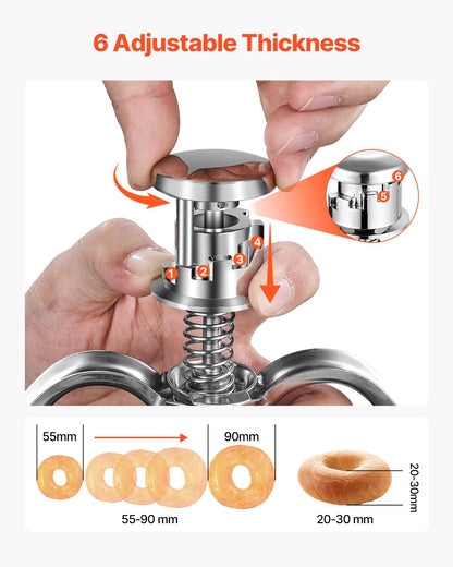 Donut Depositor, Large Capacity Manual Donuts Dropper, 304 Stainless Steel Commercial Batter Dispenser, 6 Thicknesses Adjustment Doughnut Hopper with Stand, For Restaurant Cafe Bakery Kitchen