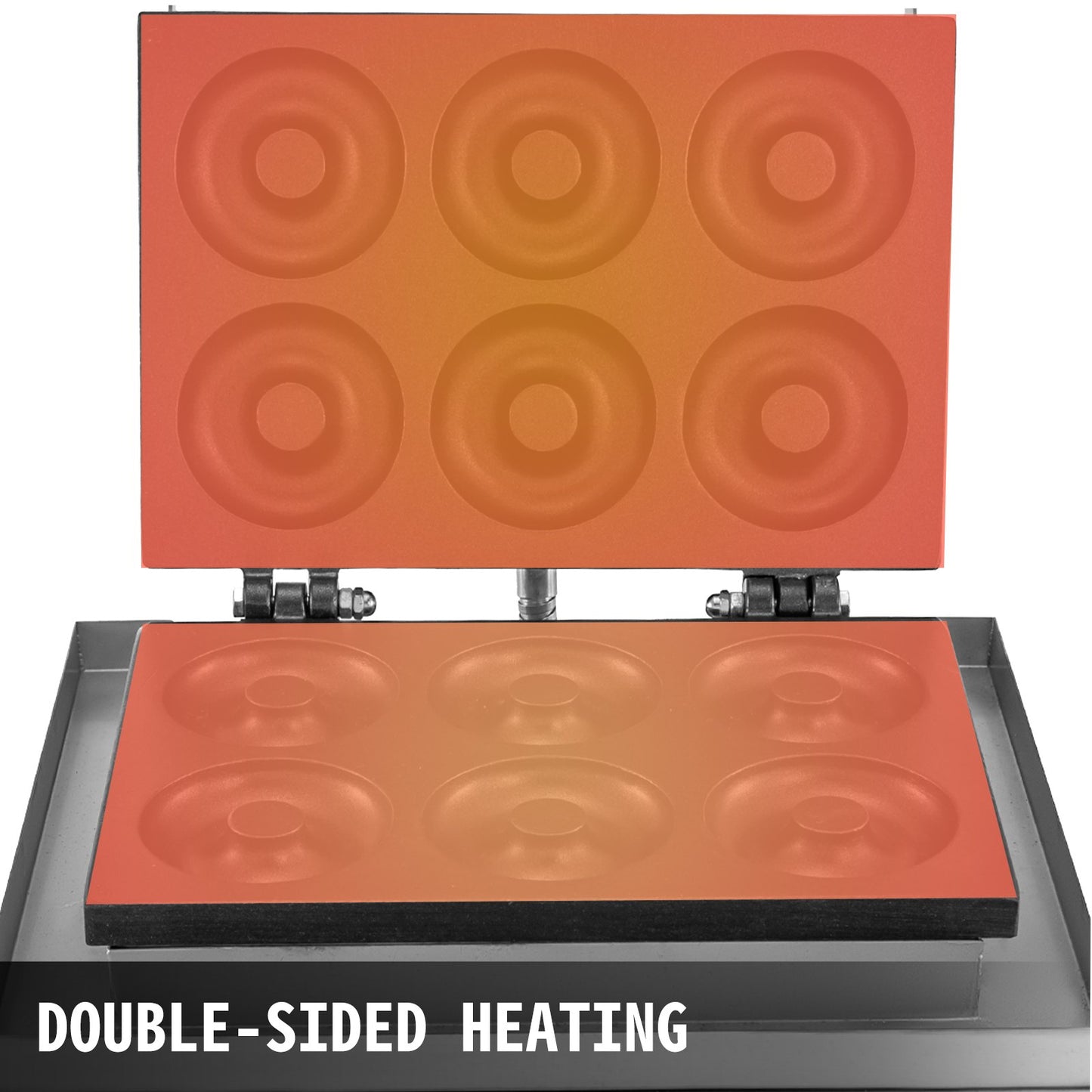 110V Commercial Waffle Donut Machine 6 Holes Double-Sided Heating 50-300℃, Electric Doughnut Maker 1550W, Non-stick Donut MakerTeflon-Coating for Professional Kitchen (Depth:0.55\",Dia:2.95\")