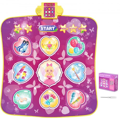 Dance Mat, 9-Button Dance Mixer Rhythm Step Play Mat, Electronic Dance Pad with 3 Game Modes, Adjustable Volume, Built-in Music, 8 Challenge Levels, Birthday Toys Gifts for 3+ Year Old Girls