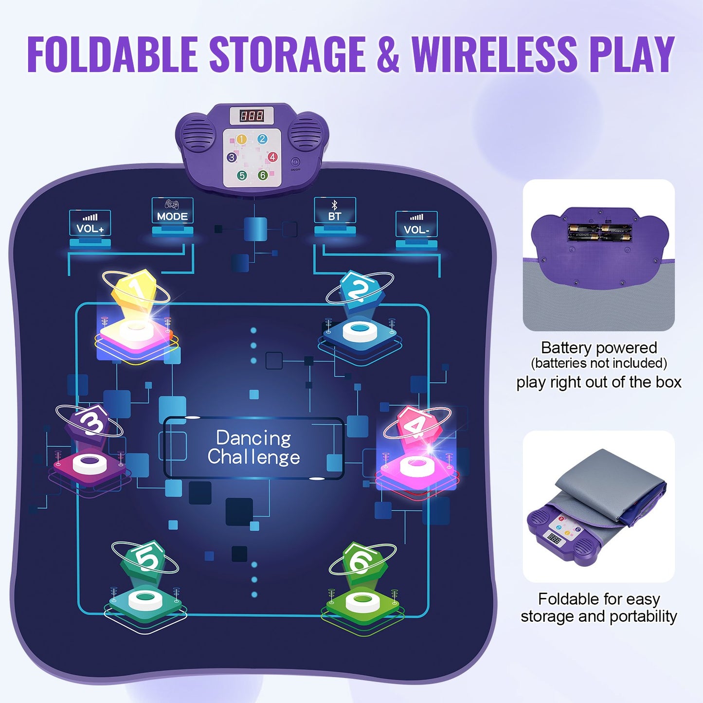 Dansmatta för barn Dansmatta med trådlös Bluetooth-present för 3+ flickor