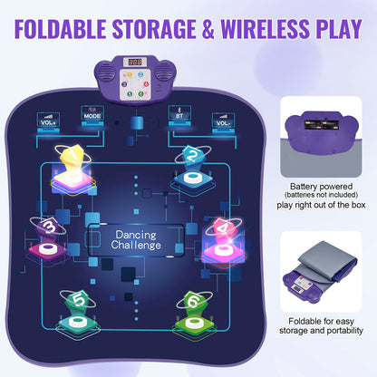 Dansmatta för barn Dansmatta med trådlös Bluetooth-present för 3+ flickor