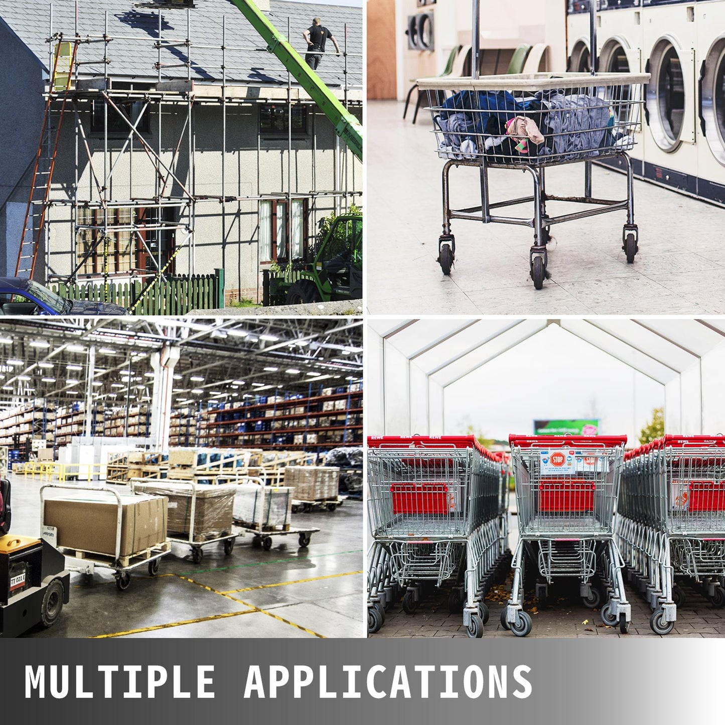 Scaffolding Wheels Set, Heavy Duty 4-Pack 8\" Scaffolding Casters, with 4400 Lbs Per Set and Locking Stem Casters with Brake, Polyurethane Replacement for Scaffold, Shelves, Workbench