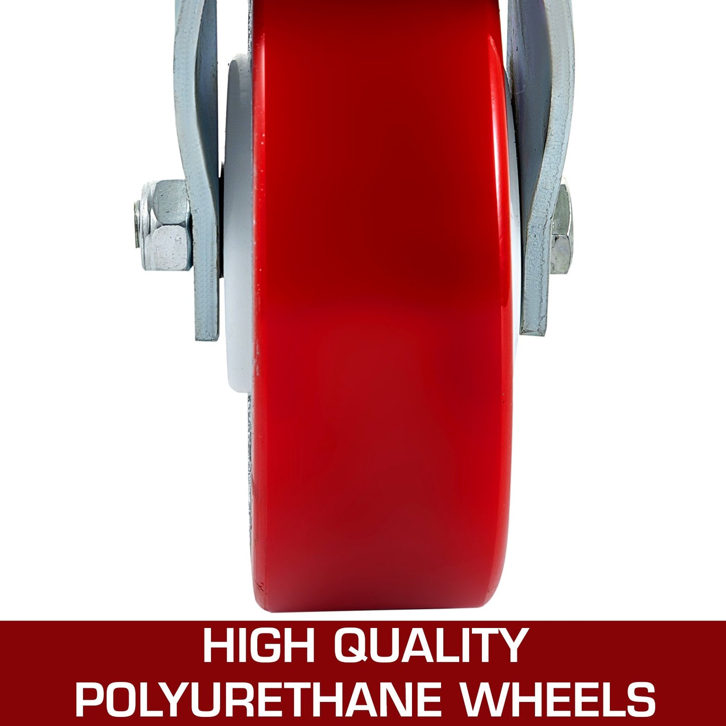 Scaffolding Wheels Set of 4, 8\" - Scaffolding Casters Heavy Duty, 3200 Lbs Per Set - Locking Stem Casters with Brake, Red Polyurethane - Replacement for Scaffold, Shelves, Workbench