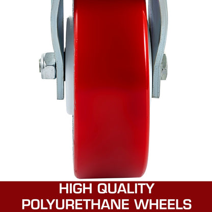 Scaffolding Wheels Set of 4, 8\" - Scaffolding Casters Heavy Duty, 3200 Lbs Per Set - Locking Stem Casters with Brake, Red Polyurethane - Replacement for Scaffold, Shelves, Workbench