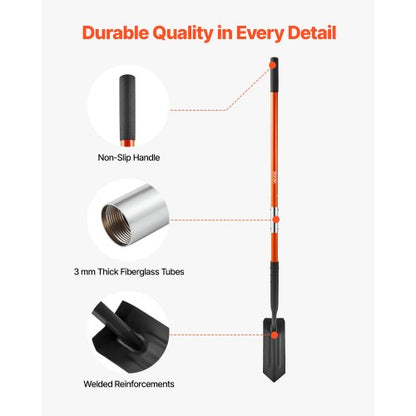 Dikespade, 10,4 cm blad Kraftig dikesspade, smal spadegrävare med glasfiberhandtag och halkfritt grepp, för trädgårdsarbete, grävning av hål, dikesgrävning och plantering, 142,5 cm |  EU
