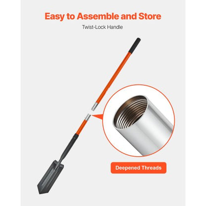 Dikespade, 10,4 cm blad Kraftig dikesspade, smal spadegrävare med glasfiberhandtag och halkfritt grepp, för trädgårdsarbete, grävning av hål, dikesgrävning och plantering, 142,5 cm |  EU