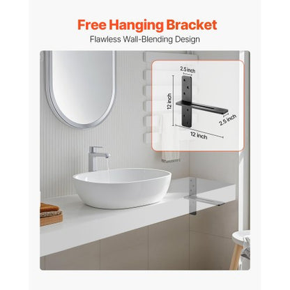 2 st hyllkonsoler 12 tum / 304,8 mm kraftiga flytande hyllkonsoler