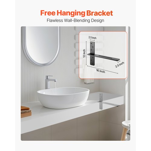 2 st hyllkonsoler 16 tum / 406,4 mm kraftiga flytande hyllkonsoler