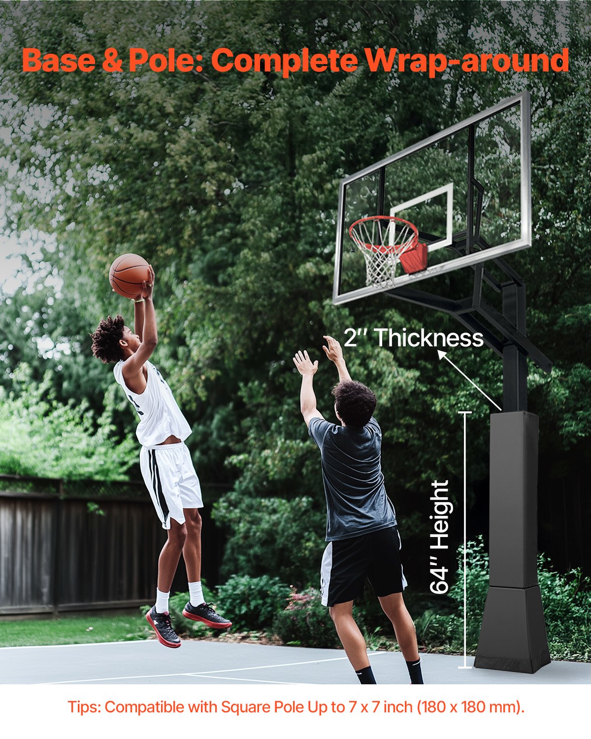 163 cm Basket Pole Pad Tålig stoppning i alla väder 18x18 i fyrkantig stolpe
