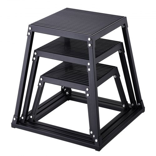 Plyometric Jump Boxes, 12/18/24 Inch Plyo Box, Platform and Jumping Agility Box, Anti-Slip Fitness Exercise Step Up Box Set for Home Gym Training, Conditioning Strength Training, Black