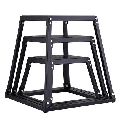 Plyometrische Sprungboxen, 12/18/24 Zoll Plyo-Box, Plattform- und Sprung-Agility-Box, Anti-Rutsch-Fitness-Übungs-Step-Up-Box-Set für das Heim-Fitnessstudio-Workout, Cardio-Krafttraining, Schwarz