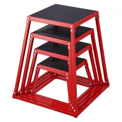 Plyometric Jump Boxes, 12/18/24/30 Inch Plyo Box, Platform and Jumping Agility Box, Anti-Slip Fitness Exercise Step Up Box Set for Home Gym Training, Conditioning Strength Training, Red