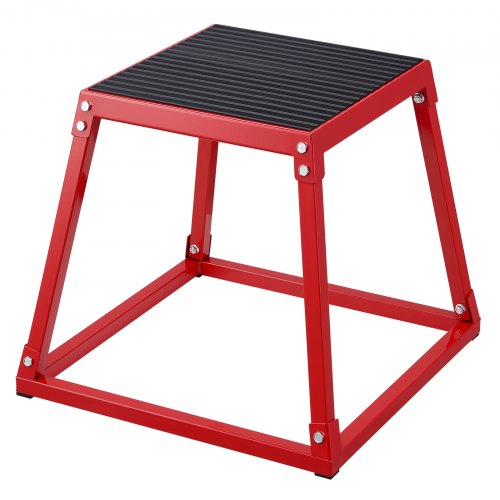 Plyometric Jump Box, 18 Inch Plyo Box, Steel Plyometric Platform and Jumping Agility Box, Anti-Slip Fitness Exercise Step Up Box for Home Gym Training, Conditioning Strength Training, Red