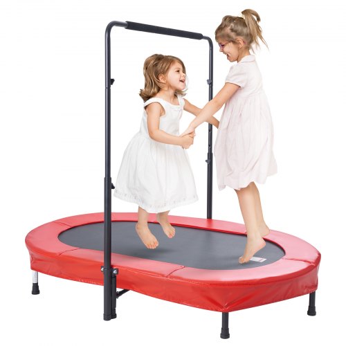 Kids Trampoline, 56x36 inch Indoor Outdoor Trampoline, Foldable Mini Trampoline with Handle, Rebounder Trampoline for Toddlers, Birthday Gift for 3+ Years Children, Boys Girls for Fun, Red