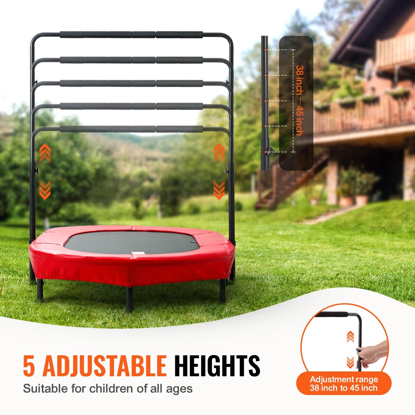 Kids Trampoline, 56x36 inch Indoor Outdoor Trampoline, Foldable Mini Trampoline with Handle, Rebounder Trampoline for Toddlers, Birthday Gift for 3+ Years Children, Boys Girls for Fun, Red