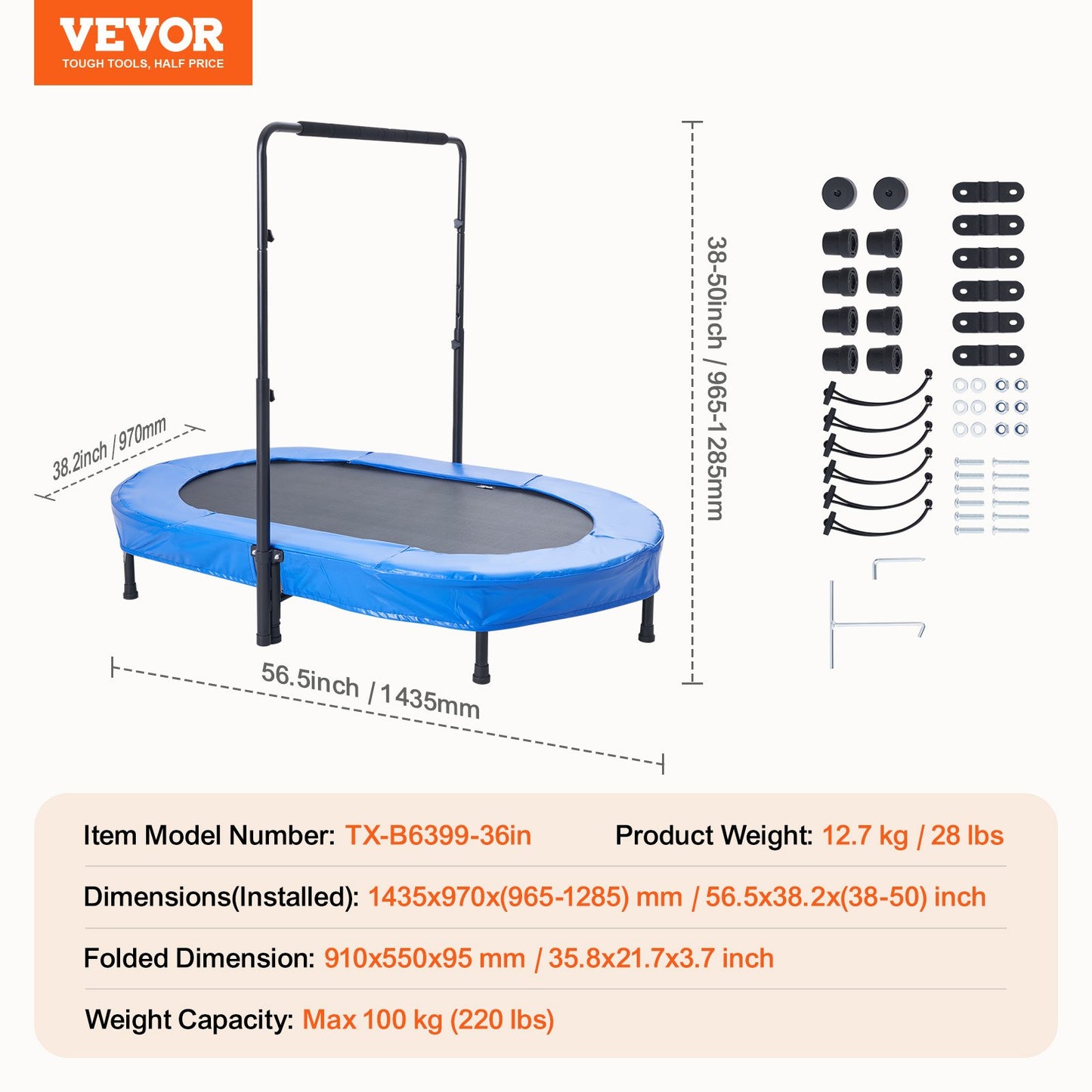 56" trampoline for kids foldable mini trampoline for toddlers indoor outdoor