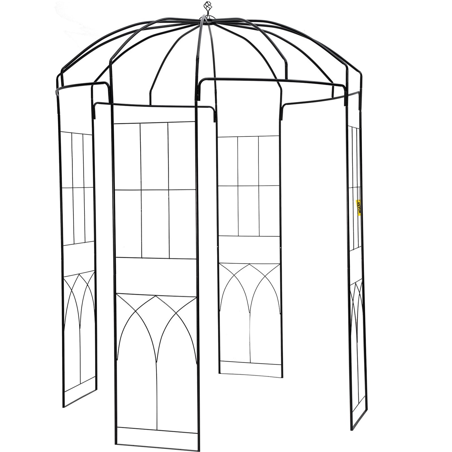 Birdcage Shape Garden Arbor, 8ft High, 5.2ft Wide, Heavy Duty Wrought Iron Arbor, Wedding Arch Trellis for Climbing Vines in Outdoor Garden, Backyard, Lawn, Patio, Black