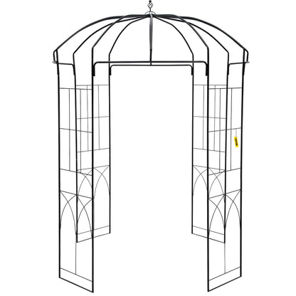 Birdcage Shape Garden Arbor, 8ft High, 5.2ft Wide, Heavy Duty Wrought Iron Arbor, Wedding Arch Trellis for Climbing Vines in Outdoor Garden, Backyard, Lawn, Patio, Black