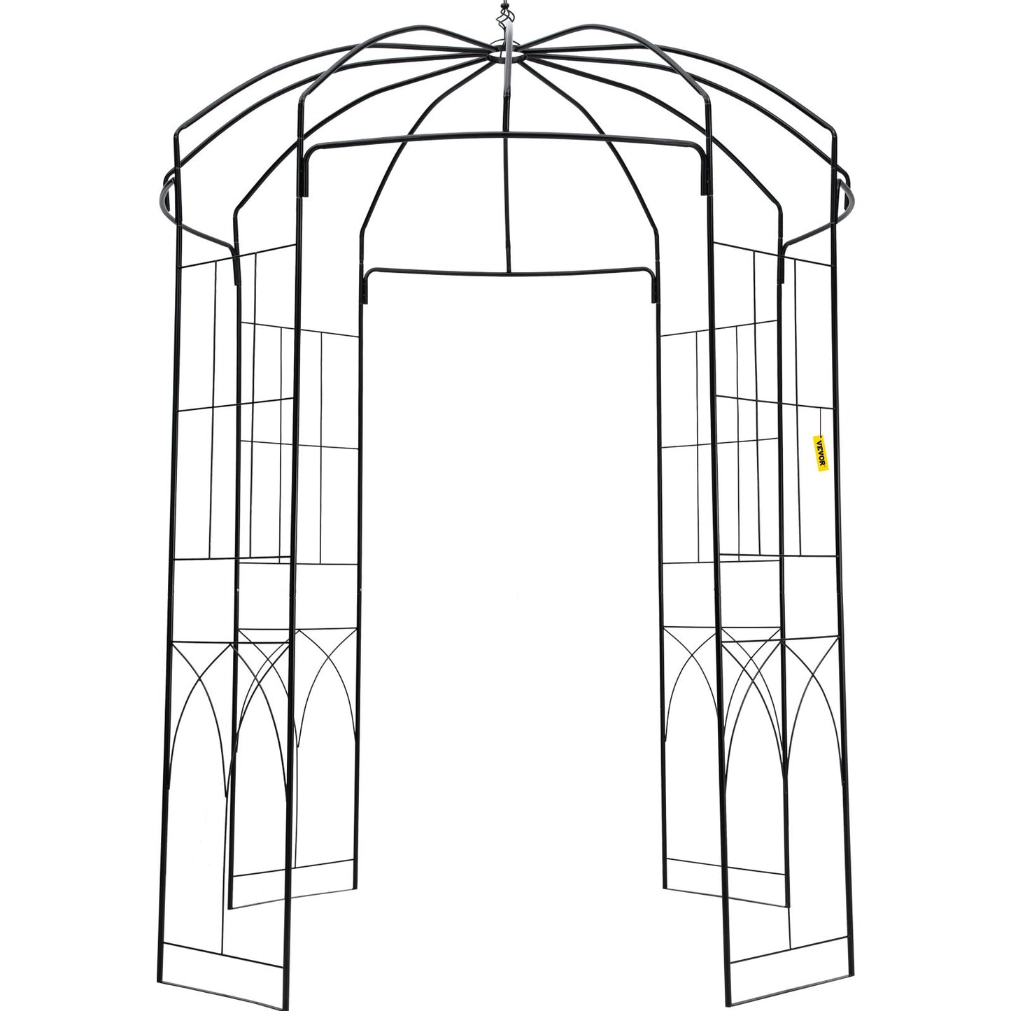 Birdcage Shape Garden Arbor, 8ft High, 5.2ft Wide, Heavy Duty Wrought Iron Arbor, Wedding Arch Trellis for Climbing Vines in Outdoor Garden, Backyard, Lawn, Patio, Black