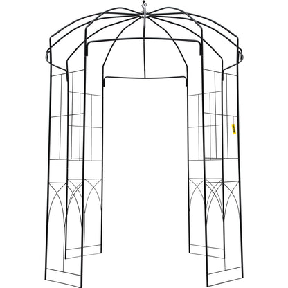 Birdcage Shape Garden Arbor, 8ft High, 5.2ft Wide, Heavy Duty Wrought Iron Arbor, Wedding Arch Trellis for Climbing Vines in Outdoor Garden, Backyard, Lawn, Patio, Black