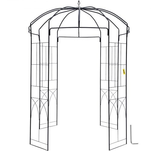 Birdcage Shape Garden Arbor, 9\' High x 6.6\' Wide, Heavy Duty Wrought Iron Arbor, Wedding Arch Trellis for Climbing Vines in Outdoor Garden, Lawn, Backyard, Patio, Black