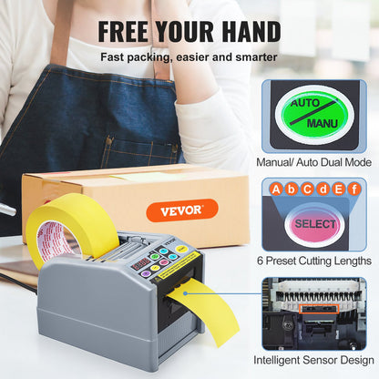 Zcut-9 Automatic Tape Dispenser Self-adhesive Electric Tape Cutter Packaging Machine Tape Cutting Machine 6-60mm Tape Width