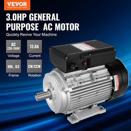 2,2 kW Elektromotor 2800 U/min AC 220~240 V 13,8 A 1-phasig 24 mm Keilwelle