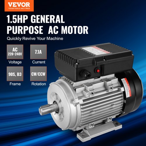 1.1KW electric motor 2800 rpm AC 220~240V 7.1A 1-phase 24 mm spline shaft | EU