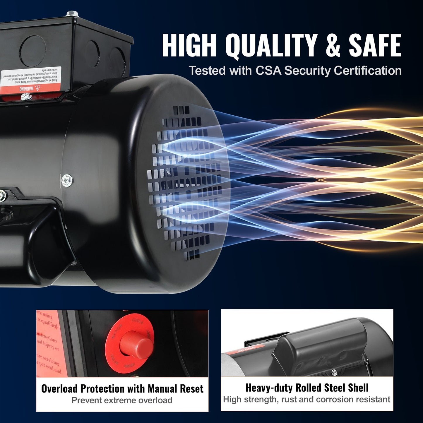 1HP Electric Motor 1725 rpm, AC 115V/230V, 56C Frame, Air Compressor Motor Single Phase, 5/8" Keyed Shaft, CW/CCW Rotation for Agricultural Machinery and General Equipment