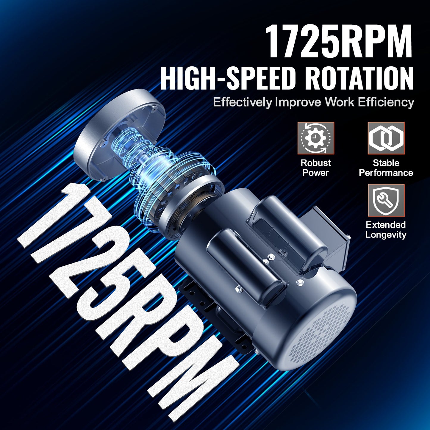1.5HP Electric Motor 1725 rpm, AC 115V/230V, 56C Frame, Air Compressor Motor Single Phase, 5/8" Keyed Shaft, CW/CCW Rotation for Agricultural Machinery and General Equipment