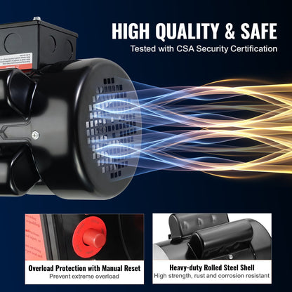 1.5HP Electric Motor 1725 rpm, AC 115V/230V, 56C Frame, Air Compressor Motor Single Phase, 5/8" Keyed Shaft, CW/CCW Rotation for Agricultural Machinery and General Equipment