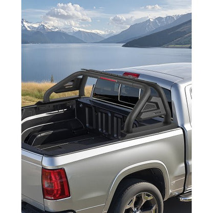 Truck Bed Roll Bar, Universal Pickup Sport Adjustable Bar Chase Rack Compatible with Mid-Size Truck, Carbon Steel Construction with LED Brake Light, No Rack Included