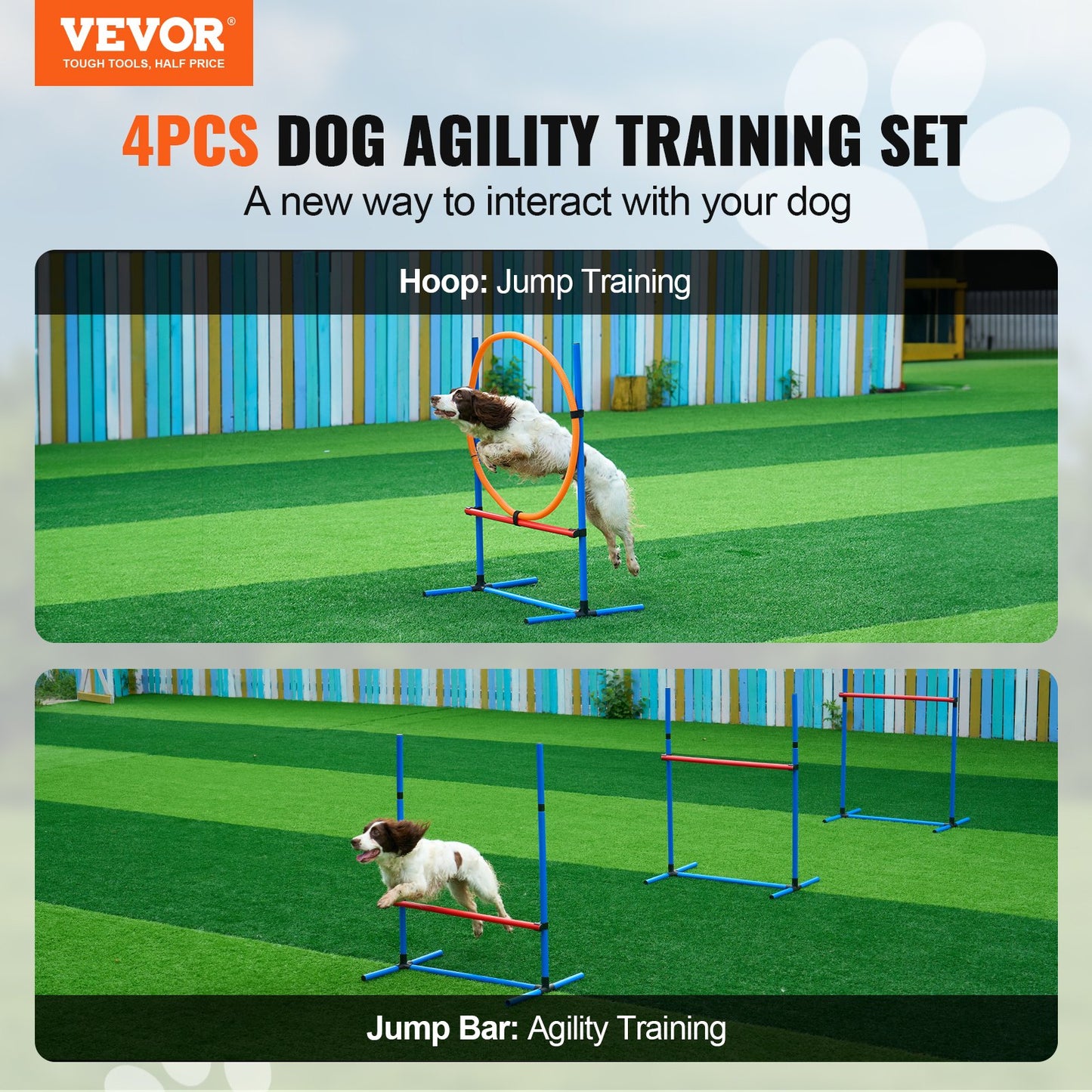 Hunde-Agility-Trainingsausrüstung, 4-teiliges Set mit Hürden und Springring-Hindernissen